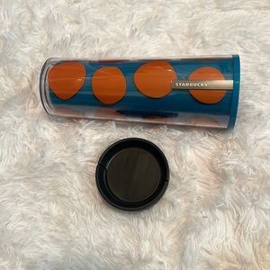 Starbucks 16oz cup from 2011 New!  turquoise, with orange dots and 1 pumpkin